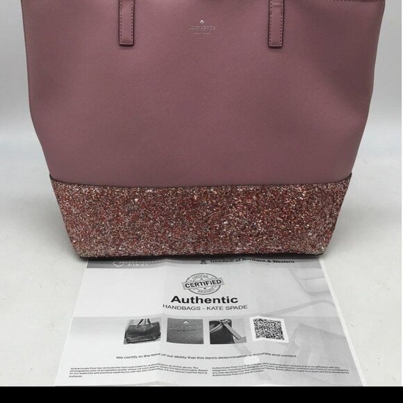 Kate Spade w/ COA  Penny Greta Court Tote Bag Pink Glitter - Picture 2 of 13